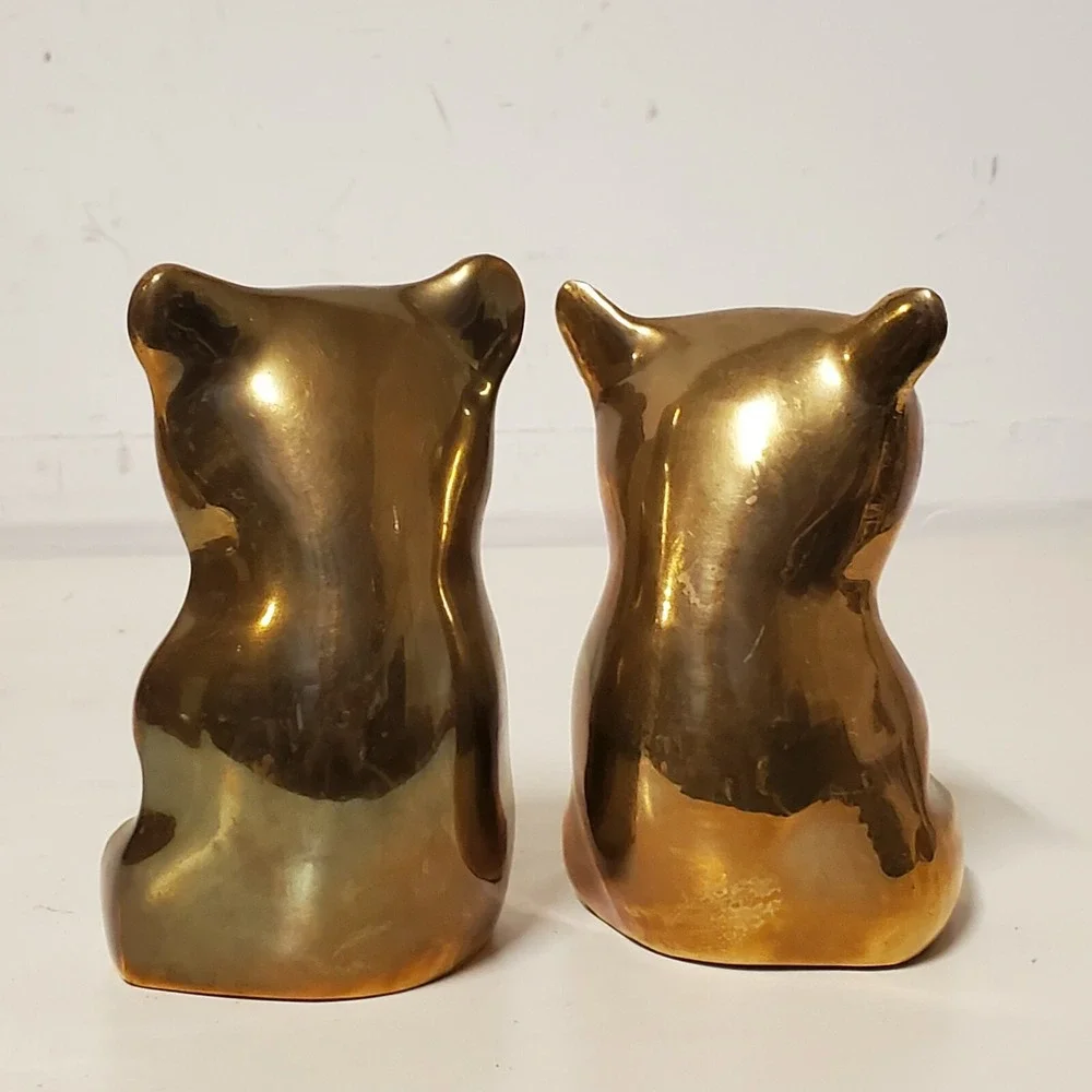 Brass Panda Bear Cubs Figurines Paperweights Miniature Statues‎ 4